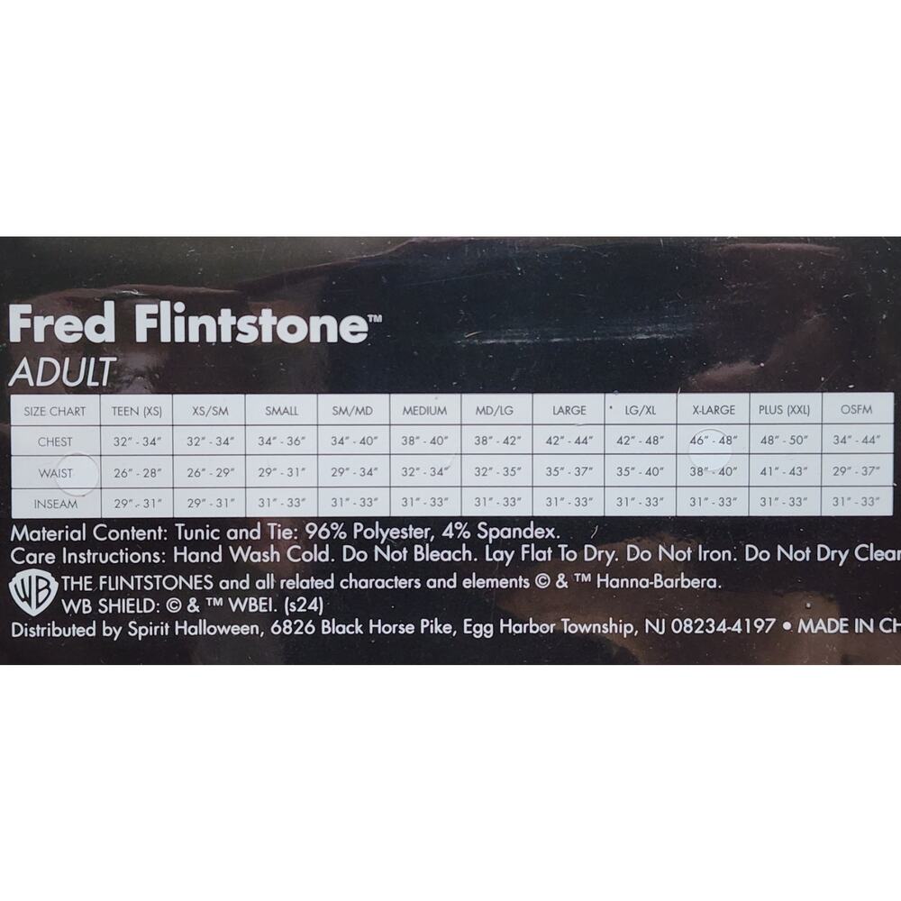 Fred The Flintstones Spirit Halloween Costume Tunic Neck Tie Plus Size XXL - Picture 7 of 8